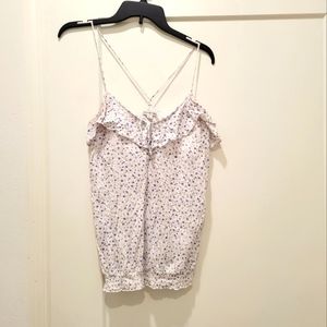 Medium American Eagle White and Light Blue Tanktop